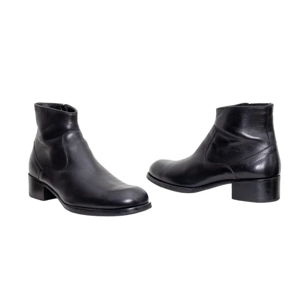 MR. HARE Size 8.5 Trane Black Leather Side Zipper Ankle Boots UK 6 US‎ 7 EU 40